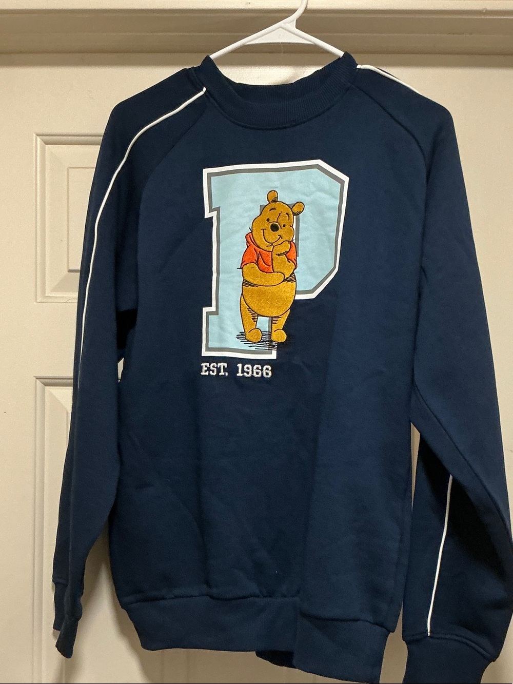 Disney Winnie the Pooh Navy Crewneck Sweatshirt with White Piping
